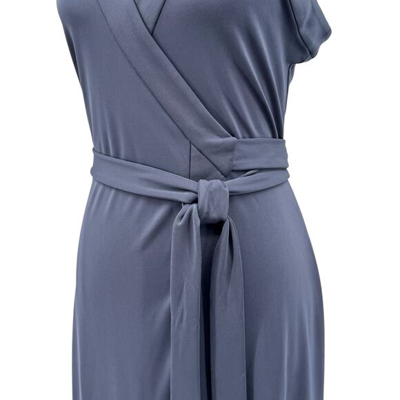 Ann Taylor NWT Solid Dark Navy Blue Sleeveless V-neck Career Wrap Dress - Picture 5 of 7